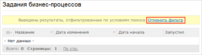 Выведены результаты, отфильтрованные по условиям поиска. Отменить фильтр